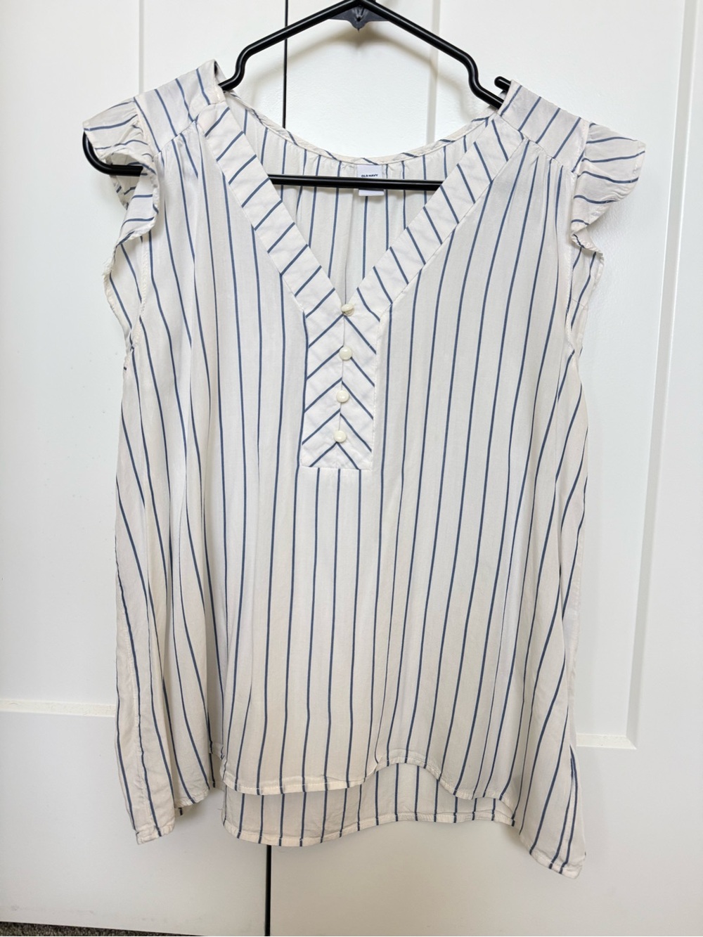 Old Navy White Tank Top with Blue Stripes